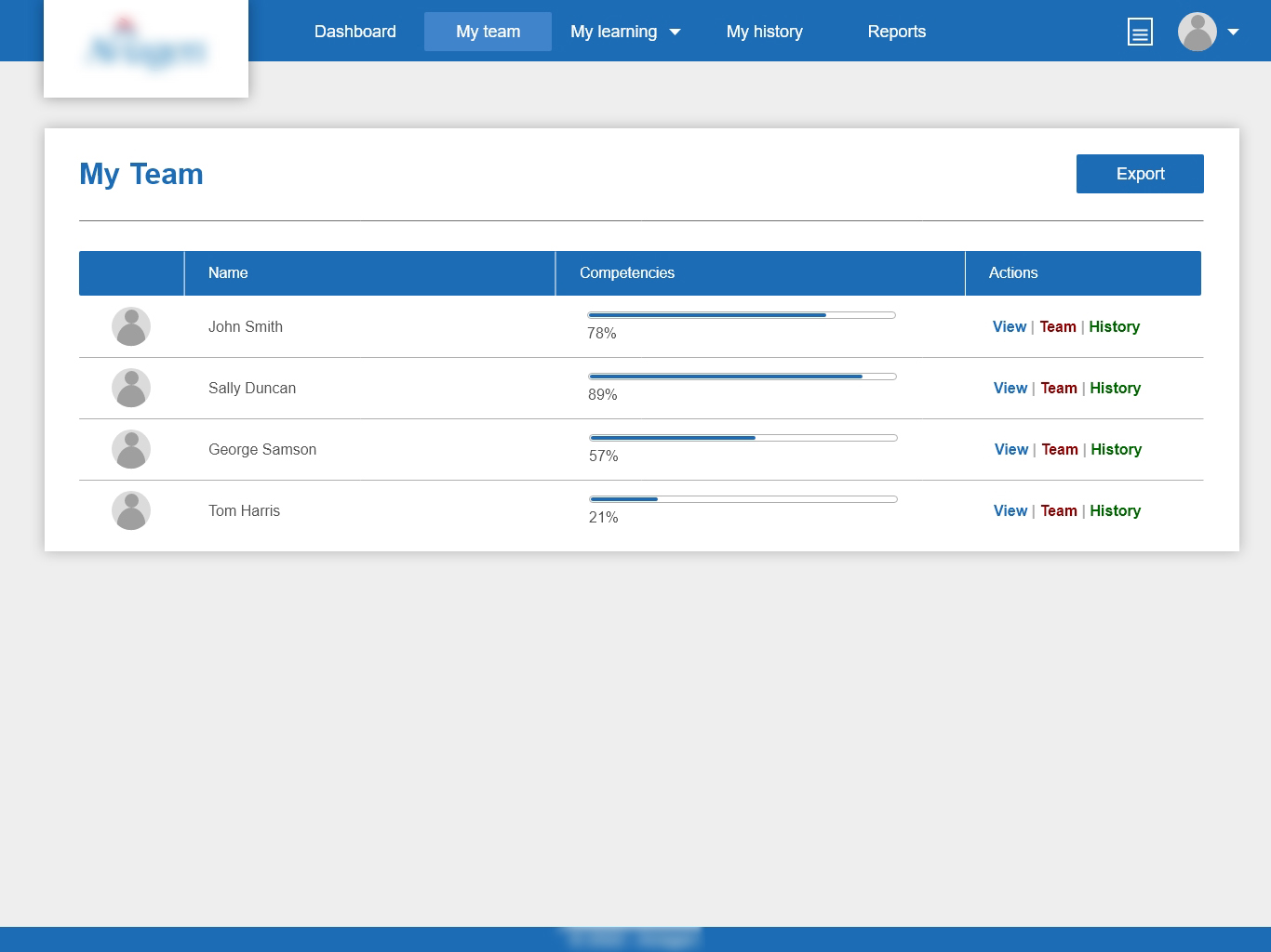 Screen 2 - viewing history of an employee.